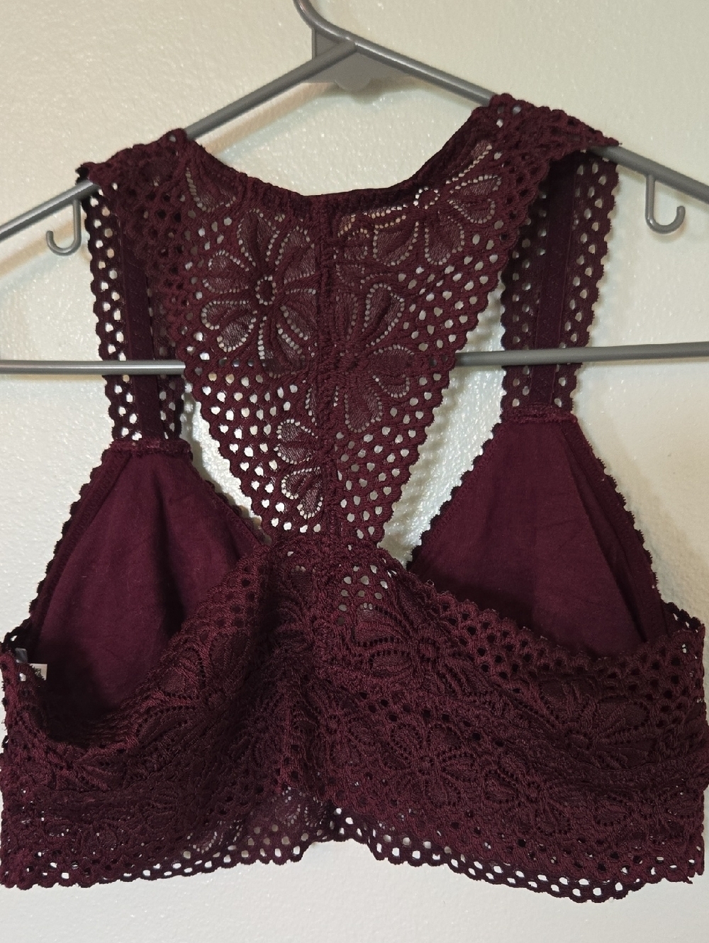 Aerie | Burgundy Lace Racerback Bralette Size Large - Picture 3 of 6